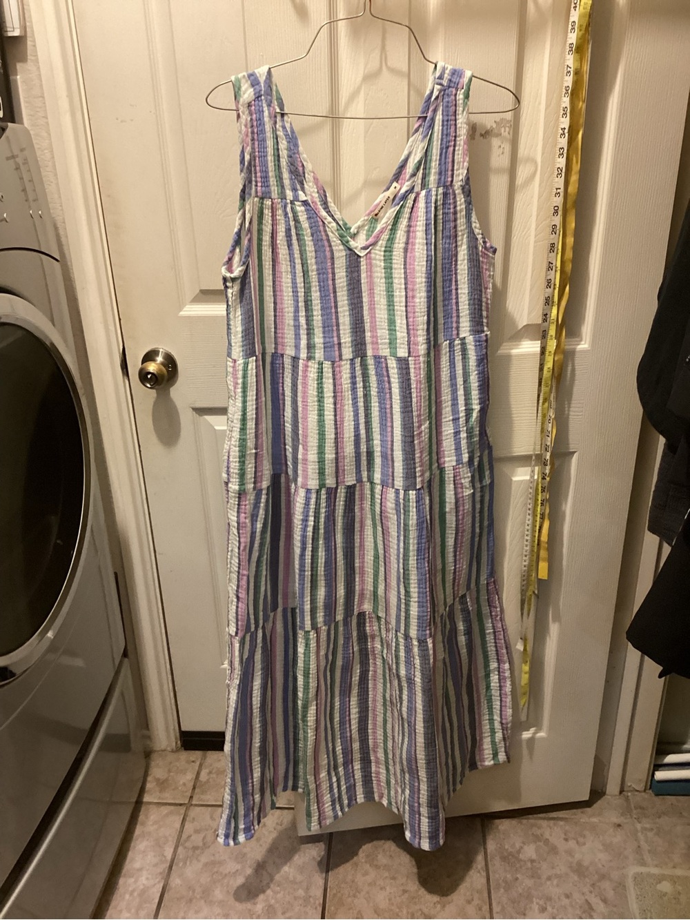 Marine Layer Multicolor Pastel Striped Tiered Maxi Dress
